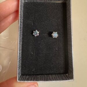 Mystic Blue Moissanite Stud Earrings 1.0ct S925 Sterling Diamond Selector Tested